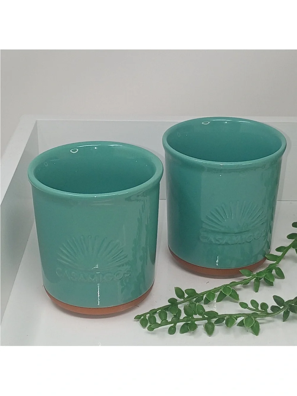 New Casamigos Tequila Limited Edition Teal Ceramic Tumblers Set Of 2